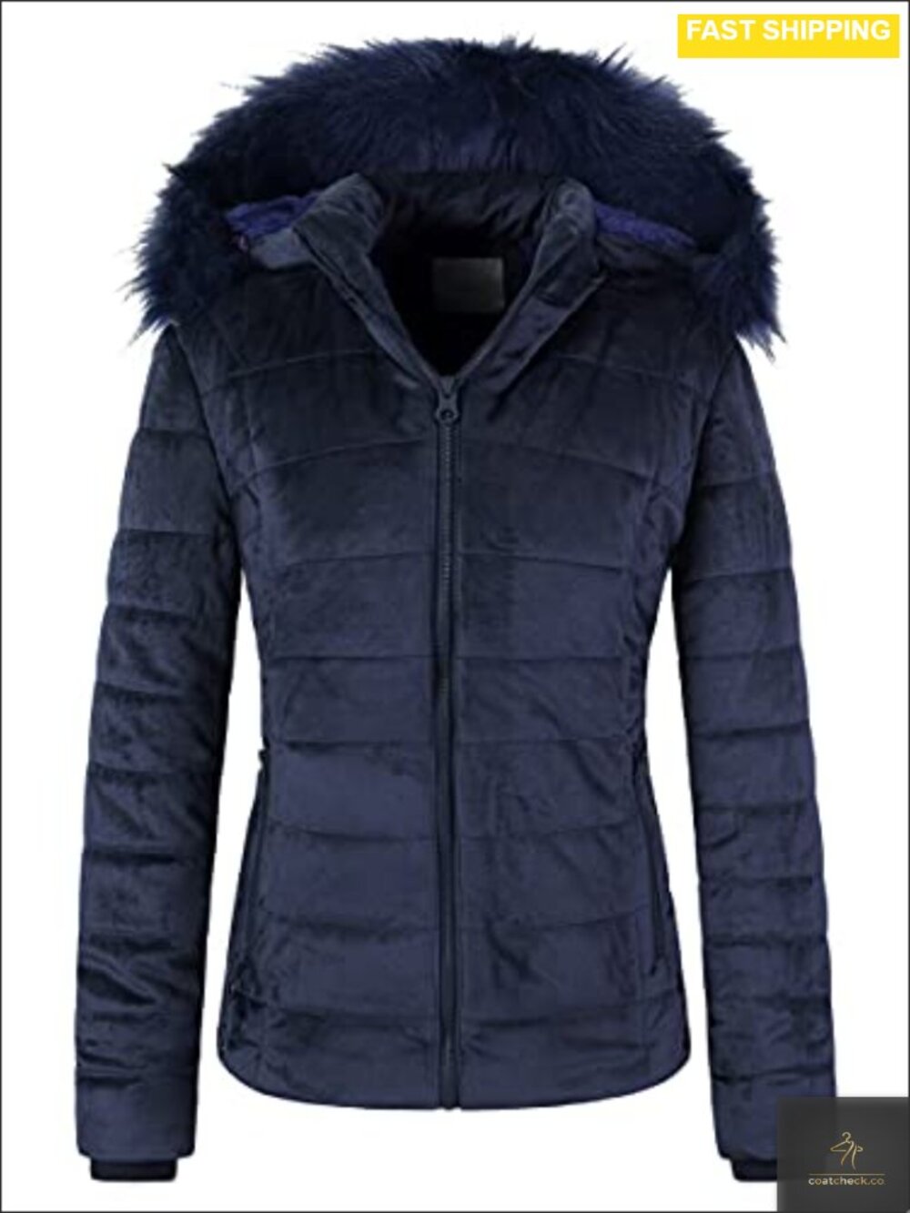 Women's Short Puffer Coat Faux Fur Lined Removable Hood Winter Jacket